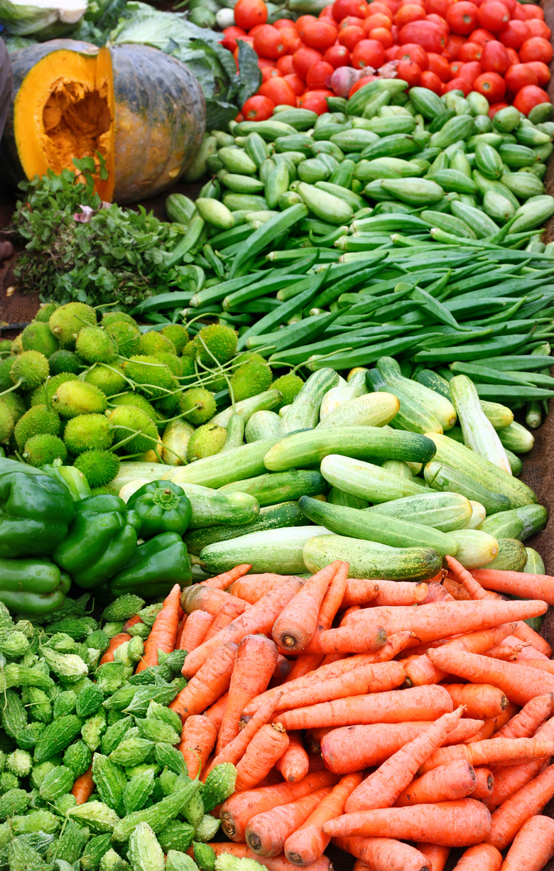 新鮮瓜果蔬菜近景特寫攝影高清圖片